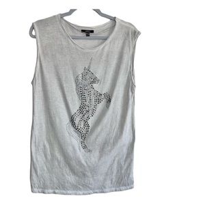 Zara Bling Crystal Stud Unicorn Muscle tank Top Size Medium